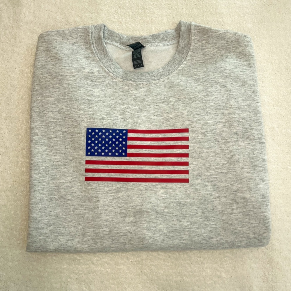 Gray Sweatshirt with American Flag